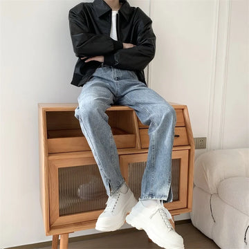 Aidase Korean Blue Jeans Men Slim Fit Fashion Casual Vintage Jeans Men Street wear Hip-hop Straight Denim Pants Men Trousers M-2XL aidase-shop